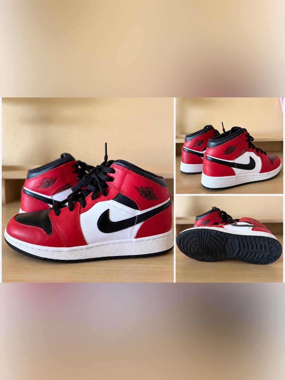 Nike Kids Red, Black & White High-Top Sneakers W7.5